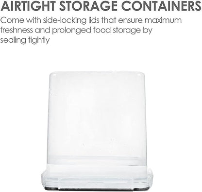 Vtopmart Food Storage Containers 2.5L / 84.5oz, 4 Pieces BPA Free Plastic Airtight Canister for Flour, Sugar, Baking Supplies, with 4 Measuring Cups and 24 Labels, Black