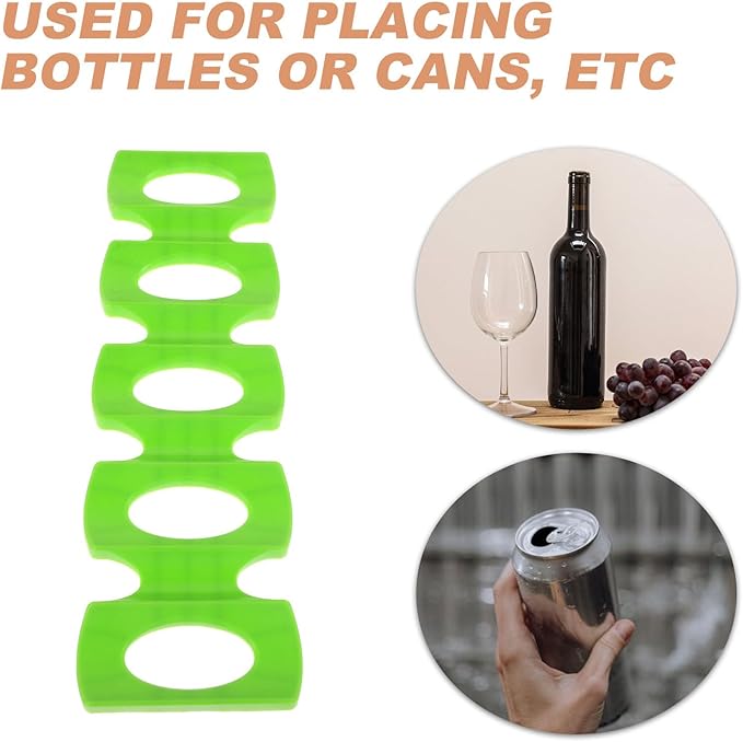 Mobestech 2pcs Fridge Silicone Beer Can Organizer Wine Bottle Stacker Refrigerator Space Saver Drink Holder Rack for Home Party Bar Green