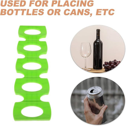 Mobestech 2pcs Fridge Silicone Beer Can Organizer Wine Bottle Stacker Refrigerator Space Saver Drink Holder Rack for Home Party Bar Green