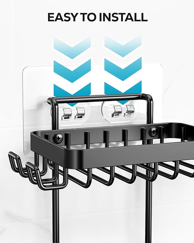 Nieifi Adhesive 2 Tier Bar Soap Holder, Stainless Steel for Shower Wall, Soap Dish for Bathroom, Black