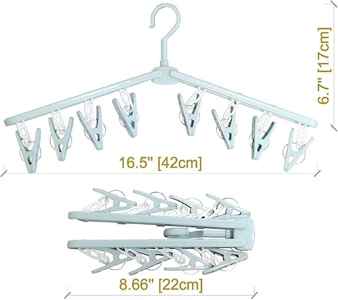 Collapsible Travel Shorts Skirt Shirt Socks Hangers with Clips Foldable Pants Clothes Plastic Suit Hangers Non Slip Closet Blue Organizer Retail Displays