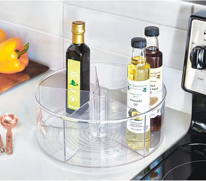 iDesign Recycled Plastic Lazy Susan Turntable Organizer Pantry, Bathroom, General Storage and More, The Linus Collection, 11.5", Clear