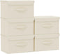 Fabric Storage Bins Cube Organizers with Flip-Top Lid and Handles,Storage Boxes for Organizing Home,Office,and Closet,Beige,5 Pack 13 X 9.1 X 7.9 in