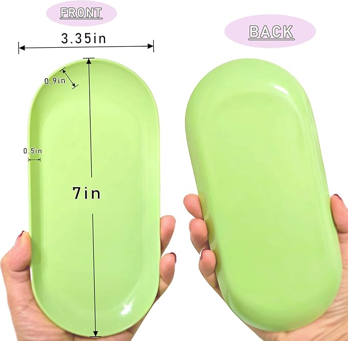 Nail Tray Green Manicure Tray for Nails Tool Decor Display Jewelry Rhinestone Cosmetics Oval Dish Manicure Organizers and Storage Small Storage Plate