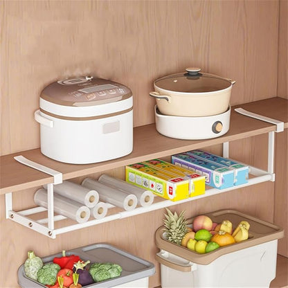 Expandable Shoe Rack Closet Hanging Organizer 16.14''-29.53'' Metal Adjustable Under Cabinet Storage Shelf Space Saving for Kitchen Pantry Room Dorm, White, 1 Pack
