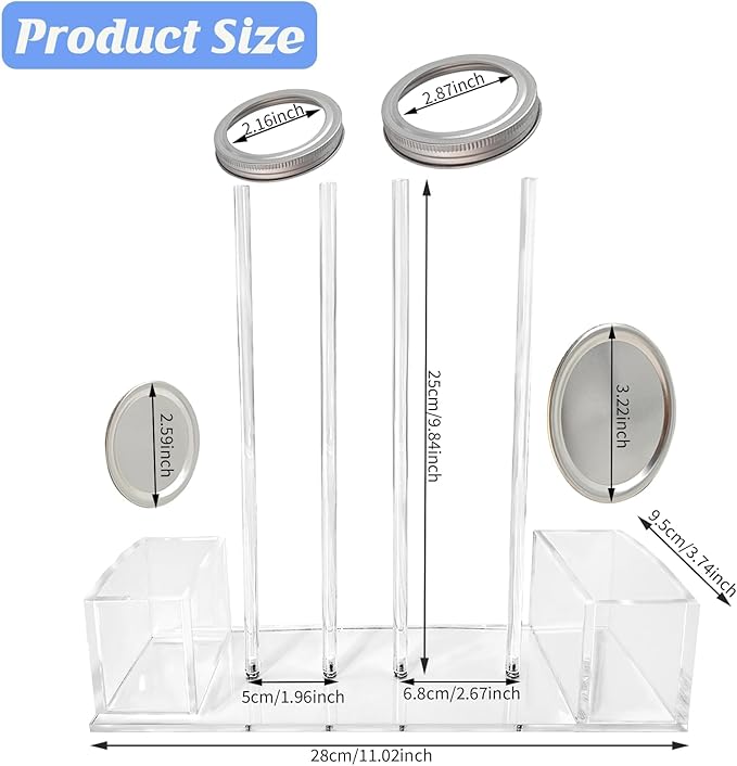 2-In-1 Mason Jar Lid Organizer, Acrylic Lid Storage Organizer for Regular & Wide Mason/Canning Lids, Holds 14 of Each Size, Canning Rack for Cabinet, Countertop & Pantry