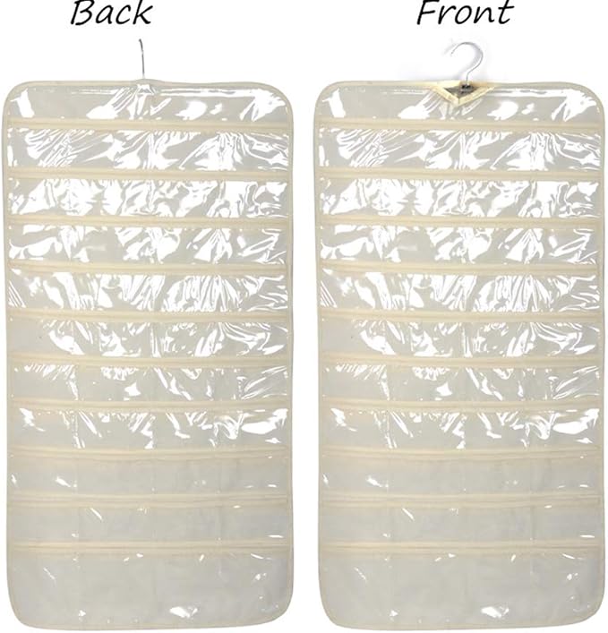 80 Pockets Hanging Jewelry Organizer, 2 Sided Over the Door Wall Mount Rotating Hanger Clear Window Storage Bag for Small Items Earrings, Rings, Necklaces, Bracelets, Hair Clips