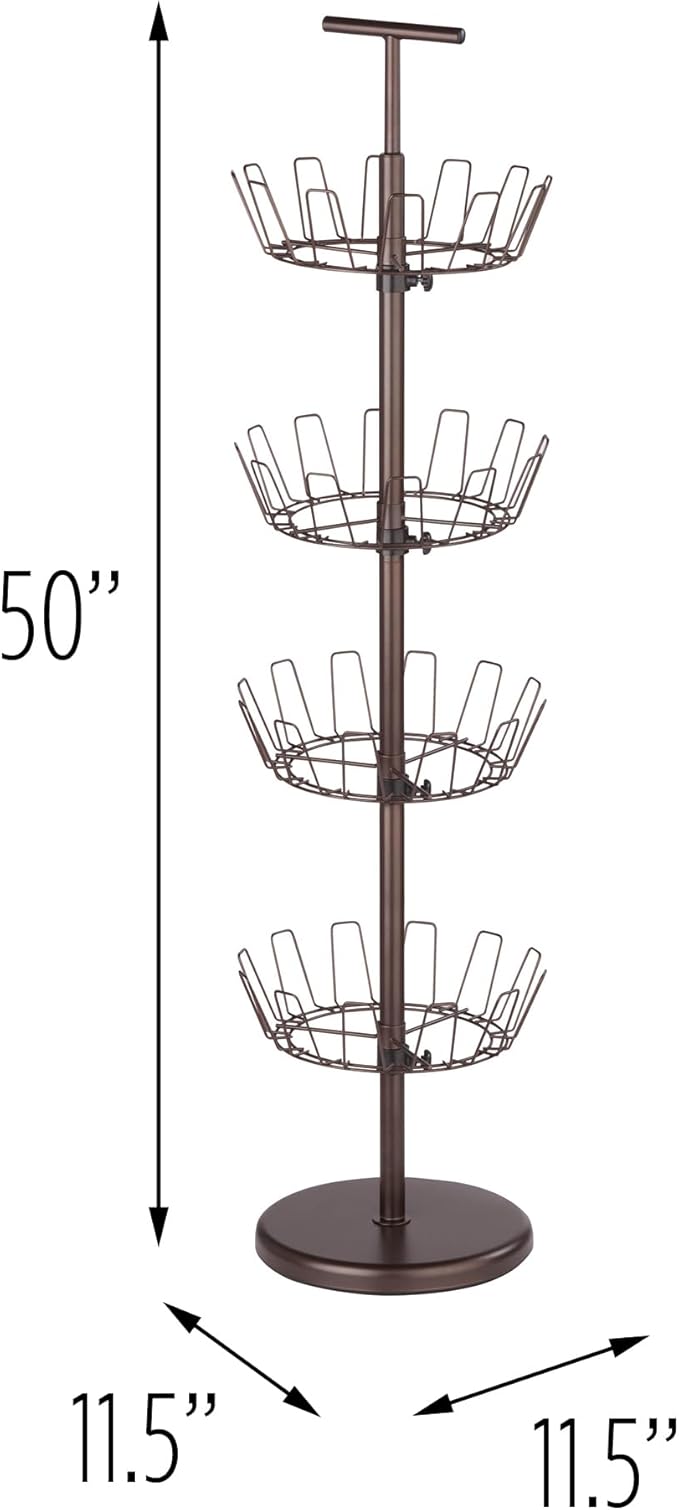 Honey-Can-Do SHO-02221 Shoe Tree with Spinning Handle, Bronze, 4-Tier, 30 lbs
