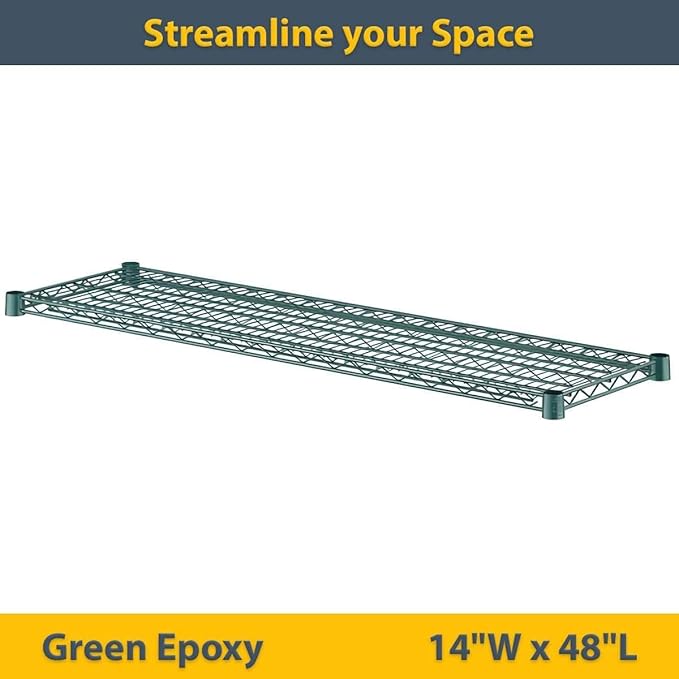 2 Pack Green Additional Wire Shelf for 14"x48" NSF Shelving Units, Replacement Shelves for Wire Rack