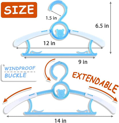 Baby Hangers for Nursery Closet 40 Pack Plastic Kids Clothes Hanger Space Saving Non Slip Extendable Toddler 11-14” Adjustable Hangers Heavy Duty Clothing Infant Hanger Bulk, Blue