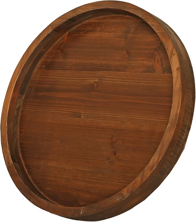 13.38 Inch Round Wood Lazy Susan Turntable Tray, Classic Style, Durable and Organizer for Cabinet Pantry Coffee Table Tray Brown