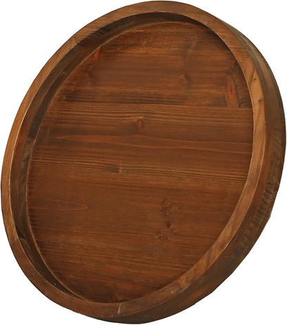 13.38 Inch Round Wood Lazy Susan Turntable Tray, Classic Style, Durable and Organizer for Cabinet Pantry Coffee Table Tray Brown