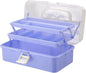Hipiwe 3-Layer Plastic Storage Box 12.8" Multipurpose Craft Organizers with Dividers & Handle, Hair Accessories Organizer Folding Craft Tool Case Portable Tackle Box for Sewing Art Cosmetic, Purple