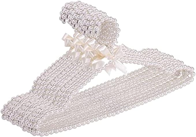 10PCS Pearl Beaded Clothes Rack Large Bowknot Wedding Shop Daily Pants Hangers 3#