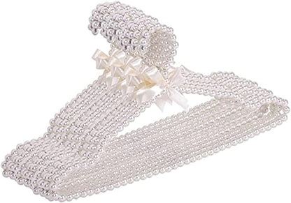 10PCS Pearl Beaded Clothes Rack Large Bowknot Wedding Shop Daily Pants Hangers 3#