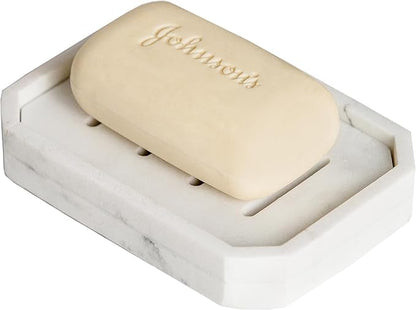 Resin Marble-Like Texture Soap Dish Drainable Soap Holder,Double Layer Draining Soap Dish.