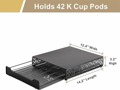 Flagship Coffee Pod Storage Drawer, Organizer for Keurig (42 Pods, Iron)