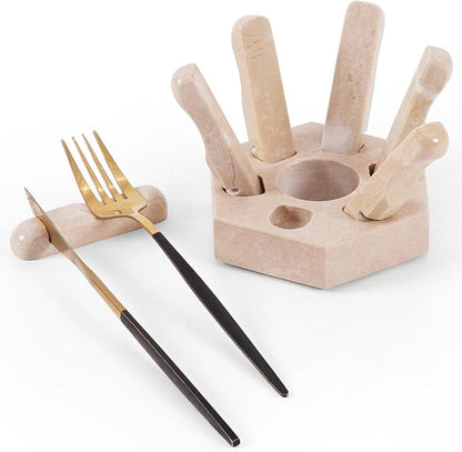 Marble Utensil Rest Verona Spoon Holder for Fork and Knife, Cutlery Rest for Kitchen Counter, Simple and Modern Kitchen Accessory