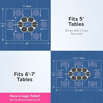 The Lazy Susan Revolution - Full Set - Dark Gray - The First Patented Lazy Susan Turntable Expandable for Rectangular & Oblong Tables - Kitchen & Dining Tables - Great Gift! Parties & Gatherings.
