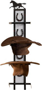 Cowboy Hat Holder for Wall, Metal Horseshoe Cowboy Hat Rack for 4 Hats, Rustic Vertical Western Hat Rack Wall Mount - Vintage Decorative Cowboy Hat Hanging Hanger with Hook
