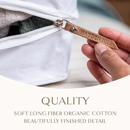 Hayden Hill Luxury Organic Cotton Sweater Storage Bag - Fits 4 Fine Knits - 15 Inch - Breathable Moth Proof Clothes Storage For Cashmere - Garment Organizer For Closet - Certified Carbon Neutral