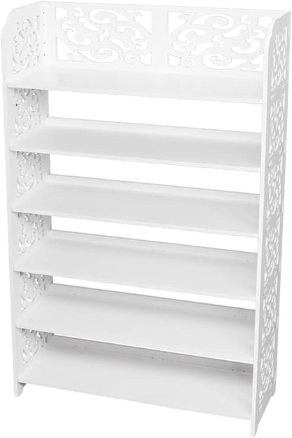 6 Tier Wood-Plastic Board Shoes Rack,Narrow Vertical Shoes Rack,Freestanding Shoe Organizer Shelf,Shoe Rack Storage Organizer,with Shelves,for Closet, Entryway, Front Door Entrance, Hallway (White)