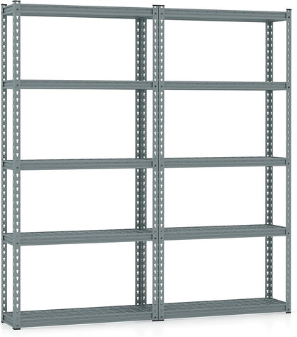 Goplus 5-Tier Metal Shelving Unit, 2 Pack Heavy Duty Wire Storage Rack with Anti-Slip Foot Pads, Height Adjustable Shelves for Warehouse, Kitchen, Living Room, Garage, 12" D x 35.5" W x 72" H