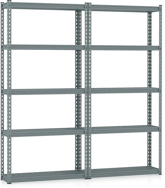 Goplus 5-Tier Metal Shelving Unit, 2 Pack Heavy Duty Wire Storage Rack with Anti-Slip Foot Pads, Height Adjustable Shelves for Warehouse, Kitchen, Living Room, Garage, 12" D x 35.5" W x 72" H