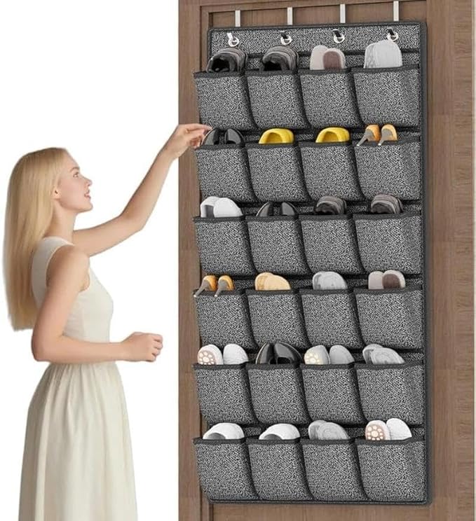 for Over Door Shoe Organizer 24 Pocket Hanging Closet Rack Storage Holder Black, Shoe Organizer, Hanging Closet Rack, Storage Holder