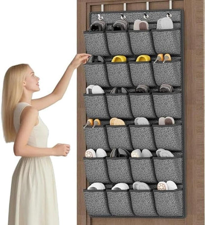 for Over Door Shoe Organizer 24 Pocket Hanging Closet Rack Storage Holder Black, Shoe Organizer, Hanging Closet Rack, Storage Holder