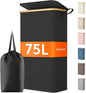 Lifewit 75L Slim Laundry Hamper with Lid, Narrow Laundry Basket with Removable Bag & Bamboo Handles, Fodable Thin Dirty Clothes Hamper for Laundry Collapsible Bin for Bathroom Bedroom Dorm, Black