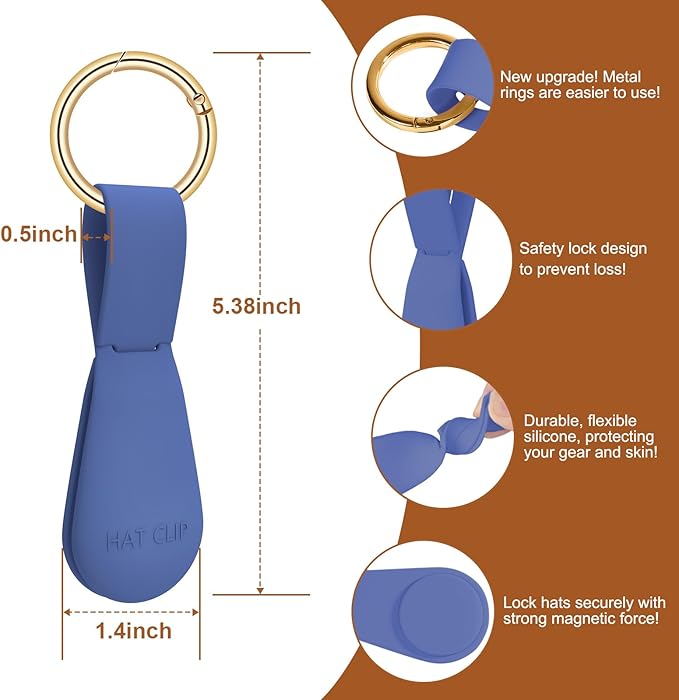 Fikoksol Magnetic Hat Clip for Travel on Bag, Silicone Hat Holder for Tote Beach Bag, Hand Free Strong Magnet Purse Hook Cowboy Hat Hanger Carrier for Travel Vacation Essentials Accessories