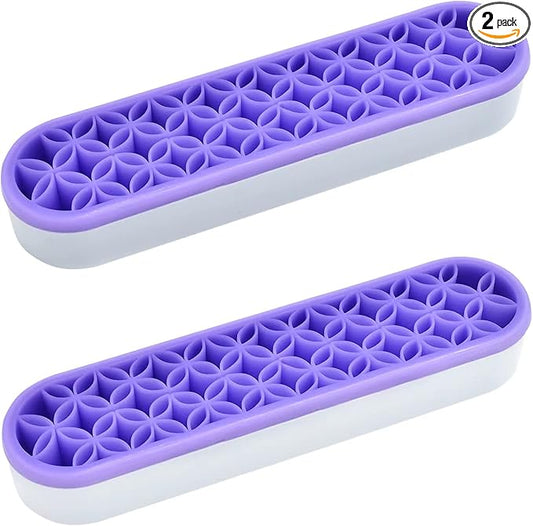 2 PCS Multi-Purpose Cosmetic Storage Box, Desktop Organizers Silicone Make Up Brush Storage Stand, Desktop Storage Box for Eyeliner Pencil, Art Supplies, Painting Brush (Purple)