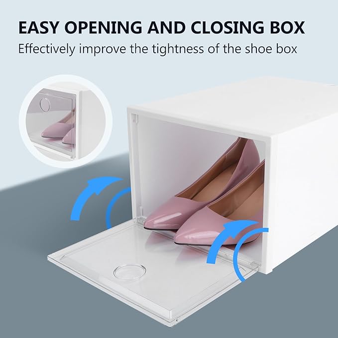 Ipetboom Stackable Plastic Shoe Storage Box Transparent Dustproof Organizer with Large Capacity for Home Shoe Protection and Space Saving