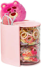 Clear Hair Accessories Organizer & Hair Brush Holder, Rotatable Makeup Brush Holder and Jewelry Storage Box for Hair Clips, Earrings, Necklaces, Rings and Bracelets (Pink, 2-Layer)