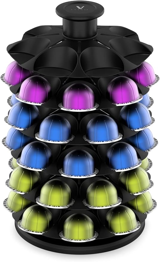 EVERIE Coffee Pod Organizer Holder Carousel Compatible with Nespresso Vertuoline Capsules, Holds 48 Pods, NRS02
