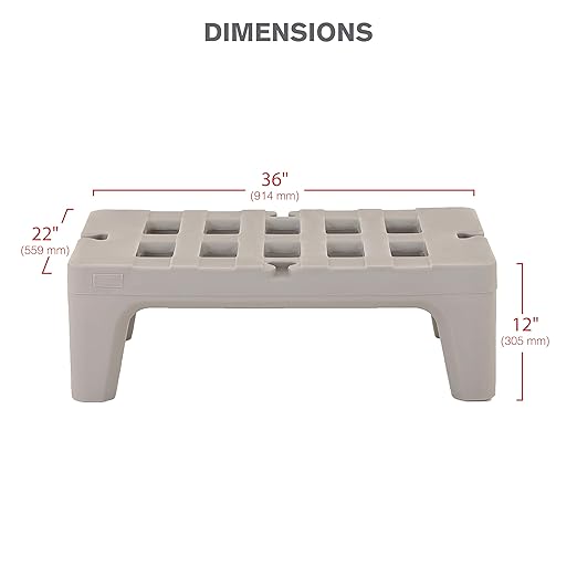 METRO Bow-Tie Dunnage Rack – NSF Listed Heavy-Duty Plastic Rack for Food Service, Commercial Kitchens, Walk-in Coolers & Freezers – 36" L x 22" W x 12" H – 1,500 lb Capacity – Gray Polyethylene