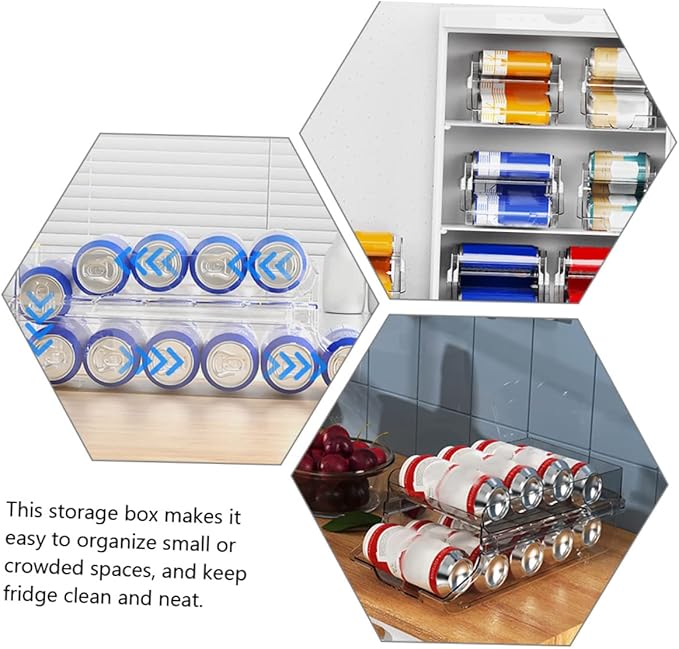 MAGICLULU Refrigerator Bins Organizer Soda Fridge Storage Box Capacity Drink Dispenser
