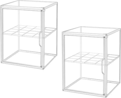 X-Large Clear Display Case for Collectibles, Acrylic Box, Storage Bins with Magnetic Lid and Stackable Design, 3 Adjustable Layers, Display Box for Figure, Lego, Shoes, Purses, Cosmetics