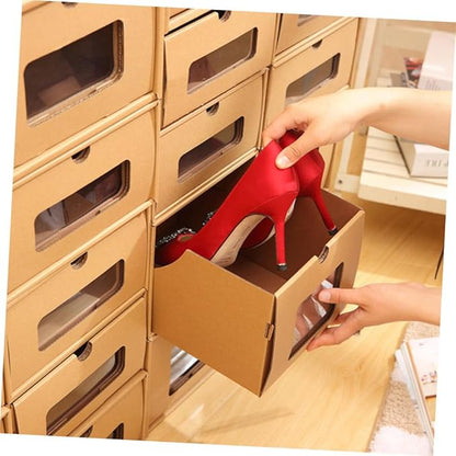 Alipis 6pcs Style Storage Container for Home Khaki Women's Shoes Organizer for Sneakers Boots and Accessories