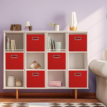ShellKingdom Storage Bins, Foldable Fabric Storage Cubes And Cloth Storage Organizer Drawer with Metal Handle For Closet And Toys, 11 X 10.5 X 10.5 INCH, 2 Pack (Red)