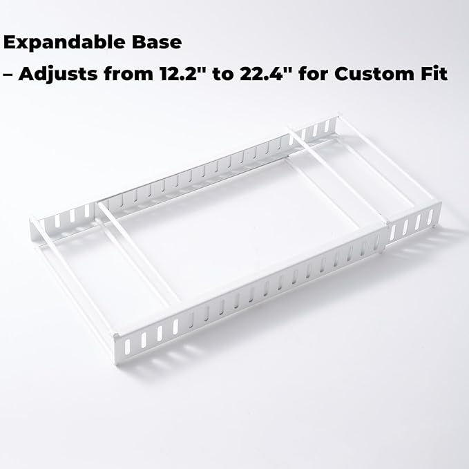 White Plate Stacker for Inside a Cabinet – Expandable 10-Slot Vertical Plate Organizer and Adjustable Dish Rack – Heavy-Duty Metal Cabinet Storage for Plates, Lids, and Cutting Boards