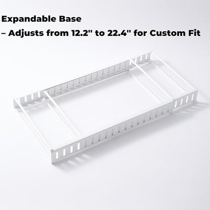 White Plate Stacker for Inside a Cabinet – Expandable 10-Slot Vertical Plate Organizer and Adjustable Dish Rack – Heavy-Duty Metal Cabinet Storage for Plates, Lids, and Cutting Boards