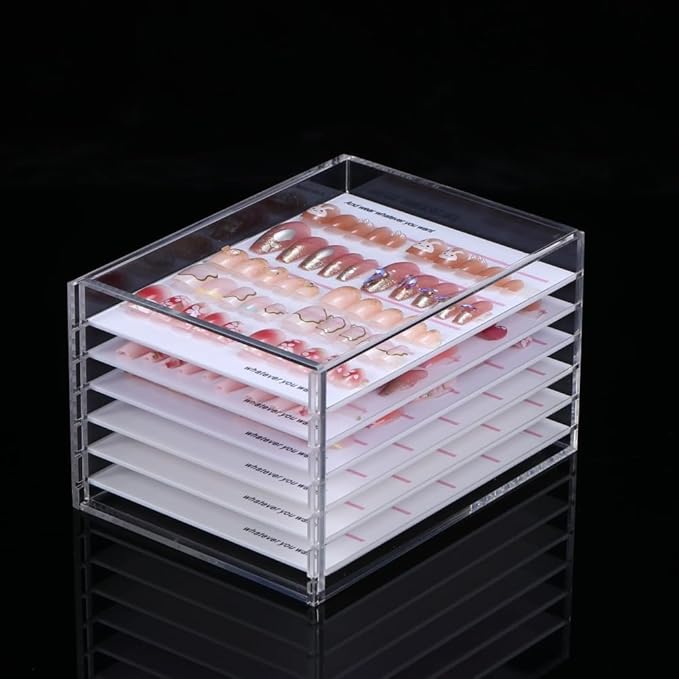 6 Layers Acrylic Nail Storage Organizer, Cosmetic Makeup Container Box, Clear Case Cabinet Display Used for Nail Storage and Nail Salons (6 Layers)