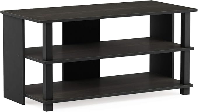 Furinno Turn-N-Tube Shoe Rack, 3-Tier Shoe Organizer, Shoe Storage with Compact Open Shelves, 15.5 x 31.5 x 15.7, for Closet Entryway, Office, Garage, Espresso/Black