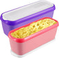 Ice Cream Containers Set of 2, 1.5 Quart Ice Cream Tub, Reusable Homemade Ice Cream Tubs with Stackable Freezer Storage Container for Yogurt, Sorbet, Gelato (Purple+Pink==2Pack)