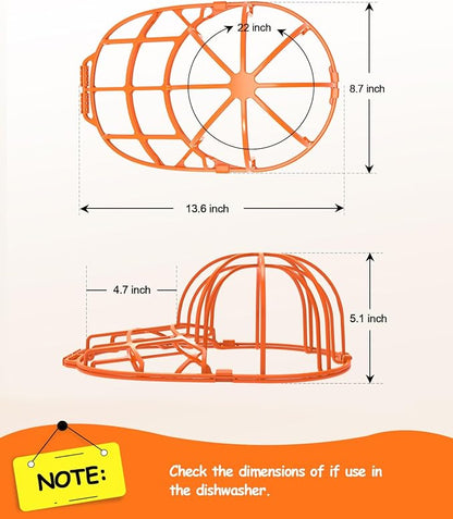 XQXA 2-Pack Baseball Hat Washer Cage | Machine-Washable Cap Cleaner Frame for Adult & Kid's Hats | Orange