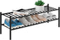 ROMGUAR CRAFT 2-Tier Bamboo Long Shoe Rack, Free Standing Wood Shoe Shelf Storage Organizer for Closet Entryway Stackable 35"x11"x13" (Black)