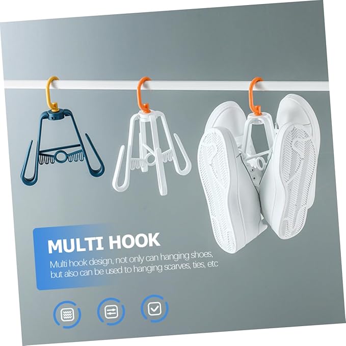 Garneck 3pcs Foldable Hanging Shoe Rack Multi-functional Drying Storage Organizer for Sandals Slippers and Shoes Space-saving Design Multi-hook for Quick Drying and Efficient Storage