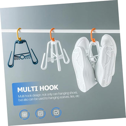 Garneck 3pcs Foldable Hanging Shoe Rack Multi-functional Drying Storage Organizer for Sandals Slippers and Shoes Space-saving Design Multi-hook for Quick Drying and Efficient Storage